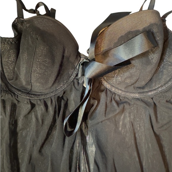 Black Chemise with Spaghetti Straps and Ruffle Hem - Picture 2 of 4